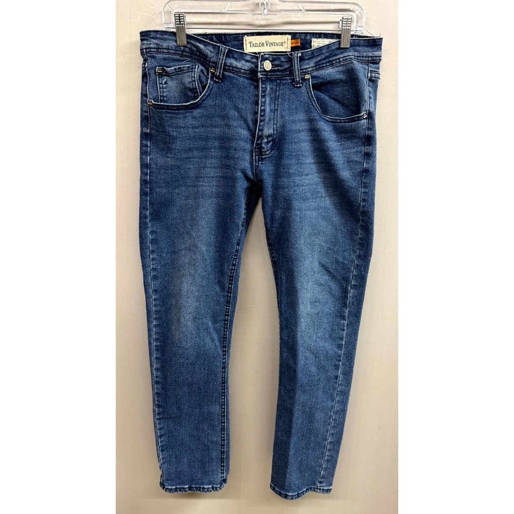 Tailor Vintage Jeans Men 32x30 Blue Denim Cotton Comfort Stretch Canaan Slim Fit